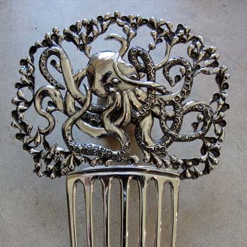 Sterling Silver Octopus Hair Comb