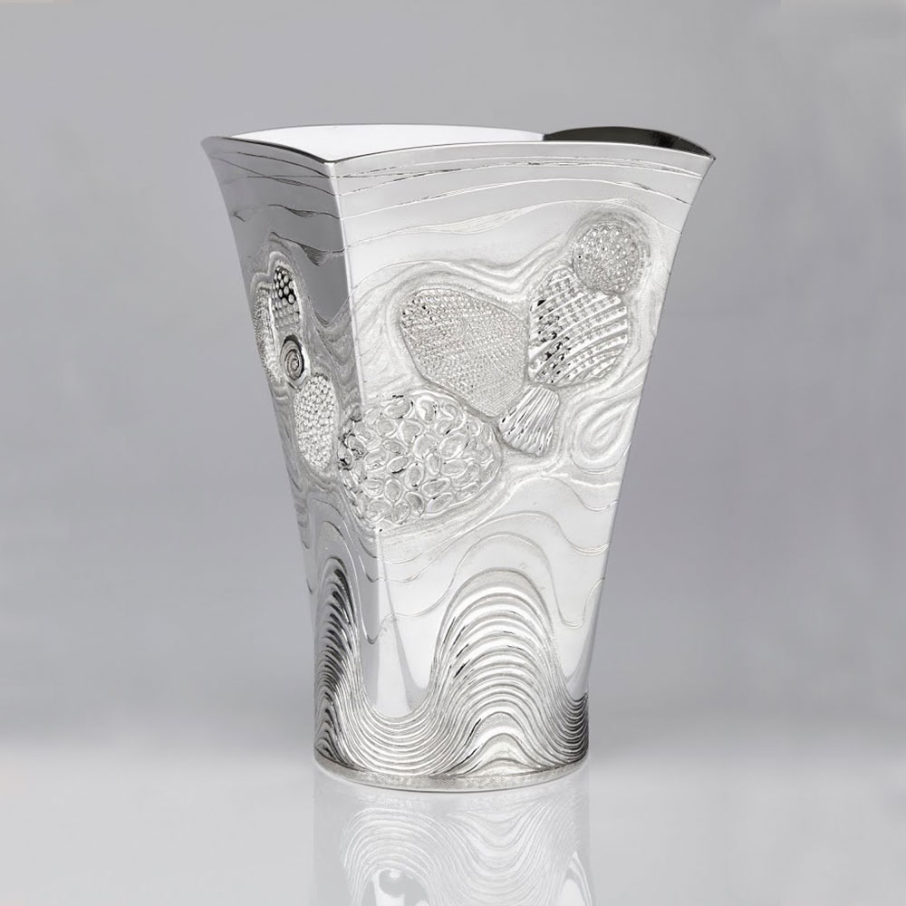 Sterling Silver Sea Shell and Coral Vase