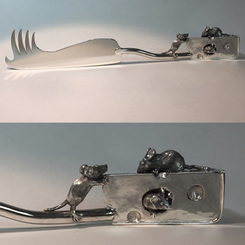 Sterling Silver Mice & Cheese Knife