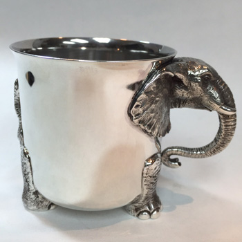 Sterling Silver Baby Cup with Elephant Handle